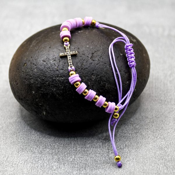 Bracelet avec Croix et Perles Dorées